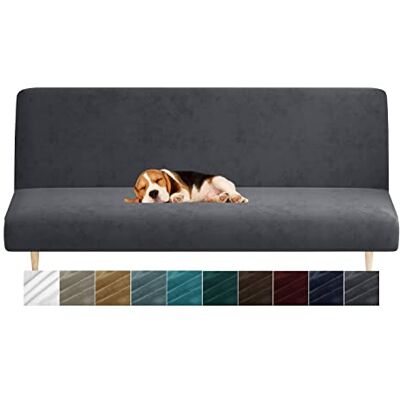 MAXIJIN Fodera per futon in velluto elasticizzato, per letto futon, senza braccioli, con fondo elastico (Futon, grigio) MAXIJIN Fodera per futon in velluto elasticizzato, per letto futon, senza braccioli, con fondo elastico (Futon, grigio)
