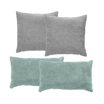 andiamo Emy Set di cuscini decorativi con effetto velluto a coste, 2 x 40 x 40 cm, colore grigio + 2 x 30 x 50 cm, in salvia andiamo Emy Set di cuscini decorativi con effetto velluto a coste, 2 x 40 x 40 cm, colore grigio + 2 x 30 x 50 cm, in salvia