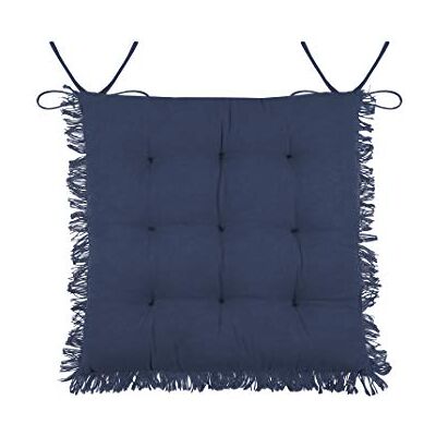 Stof Lovely Casa Cuscino per sedia con frange, colore: Blu marino Stof Lovely Casa Cuscino per sedia con frange, colore: Blu marino