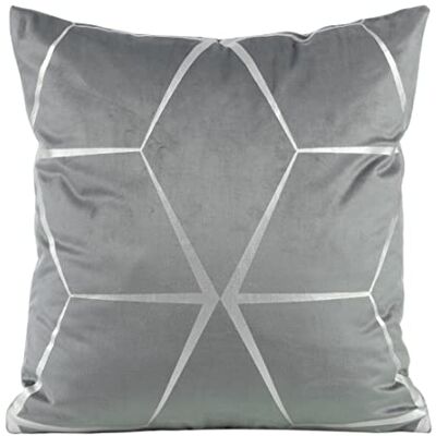 Eurofirany Elegante federa in velluto con stampa, 45 x 45 cm, rivestimento in velluto, morbido cuscino per divano, motivo a rombi, grigio acciaio Eurofirany Elegante federa in velluto con stampa, 45 x 45 cm, rivestimento in velluto, morbido cuscino per divano, motivo a rombi, grigio acciaio