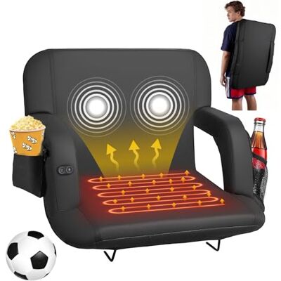 VEVOR Sedia da Stadio Riscaldata con 4 Tasche Sedile Riscaldato per Tribune con Riscaldamento a 3 Livelli e 6 Modalità di Vibrazione, Cuscino Portatile per Eventi Sportivi in Campeggio VEVOR Sedia da Stadio Riscaldata con 4 Tasche Sedile Riscaldato per Tribune con Riscaldamento a 3 Livelli e 6 Modalità di Vibrazione, Cuscino Portatile per Eventi Sportivi in Campeggio