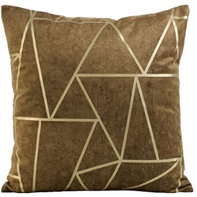 Eurofirany Elegante federa per cuscino in velluto, con stampa, 45 x 45 cm, in velluto, morbido cuscino per divano, motivo triangolare, colore marrone Eurofirany Elegante federa per cuscino in velluto, con stampa, 45 x 45 cm, in velluto, morbido cuscino per divano, motivo triangolare, colore marrone