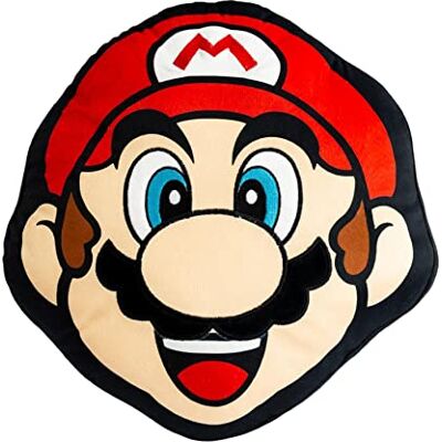 Character World Nintendo Super Mario Cuscino ufficiale a forma di testa di Mario, 40 x 36 cm, colore: rosso, perfetto per la camera da letto o sul divano Character World Nintendo Super Mario Cuscino ufficiale a forma di testa di Mario, 40 x 36 cm, colore: rosso, perfetto per la camera da letto o sul divano