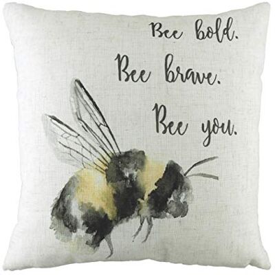 RIVA furn. Evans Litchfield Bee You Cuscino Imbottito in Poliestere, 43 x 43 cm, Colore: Bianco RIVA furn. Evans Litchfield Bee You Cuscino Imbottito in Poliestere, 43 x 43 cm, Colore: Bianco
