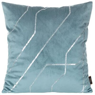 Eurofirany Elegante federa per cuscino in velluto, con stampa, 45 x 45 cm, rivestimento in velluto, morbido cuscino per divano, motivo geometrico 3, blu Eurofirany Elegante federa per cuscino in velluto, con stampa, 45 x 45 cm, rivestimento in velluto, morbido cuscino per divano, motivo geometrico 3, blu