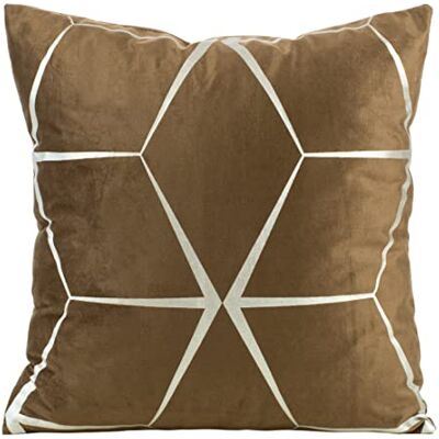 Eurofirany Elegante federa per cuscino in velluto, con stampa, 45 x 45 cm, rivestimento in velluto, morbido cuscino per divano, motivo a rombi, colore marrone Eurofirany Elegante federa per cuscino in velluto, con stampa, 45 x 45 cm, rivestimento in velluto, morbido cuscino per divano, motivo a rombi, colore marrone