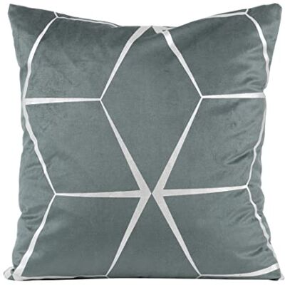 Eurofirany Elegante federa per cuscino in velluto, con stampa, 45 x 45 cm, in velluto, morbido cuscino per divano, motivo a rombi, colore argento Eurofirany Elegante federa per cuscino in velluto, con stampa, 45 x 45 cm, in velluto, morbido cuscino per divano, motivo a rombi, colore argento
