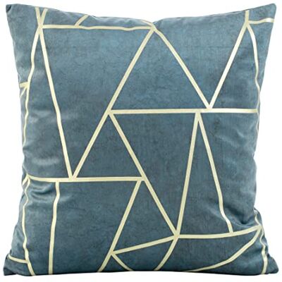Eurofirany Elegante federa per cuscino in velluto, con stampa, 45 x 45 cm, in velluto, morbido cuscino per divano, motivo triangolare, blu Eurofirany Elegante federa per cuscino in velluto, con stampa, 45 x 45 cm, in velluto, morbido cuscino per divano, motivo triangolare, blu