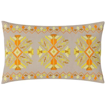 Furn Kalina Cuscino Geometrico Ricamato con Piume - Giallo - Una Taglia Furn Kalina Cuscino Geometrico Ricamato con Piume - Giallo - Una Taglia