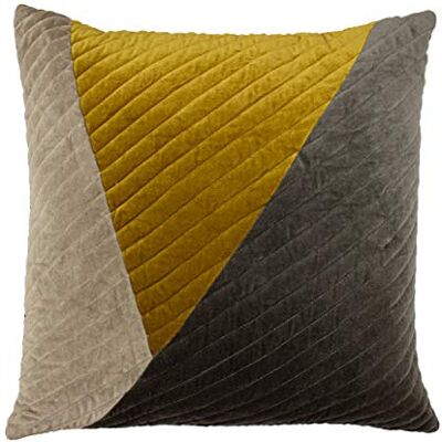 RIVA Home Kooper-Cuscino Imbottito in Poliestere, 100% Cotone, Grigio/ocra, 55 x 55cm (22" x 22") RIVA Home Kooper-Cuscino Imbottito in Poliestere, 100% Cotone, Grigio/ocra, 55 x 55cm (22" x 22")