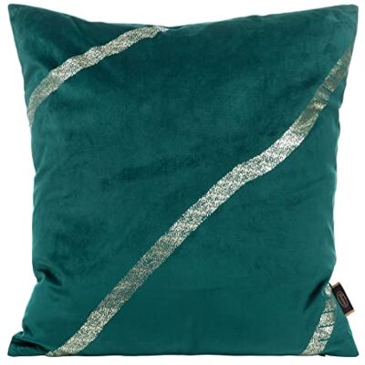 Eurofirany Elegante federa in velluto con stampa, 45 x 45 cm, rivestimento in velluto, morbido cuscino per divano, cintura inclinata, turchese scuro Eurofirany Elegante federa in velluto con stampa, 45 x 45 cm, rivestimento in velluto, morbido cuscino per divano, cintura inclinata, turchese scuro