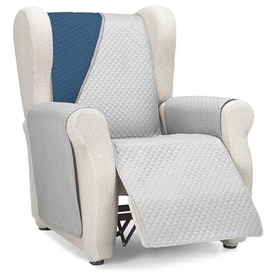 MARTINA HOME Diamond - Copridivano trapuntato reversibile - Grigio - Blu - 1 posto MARTINA HOME Diamond - Copridivano trapuntato reversibile - Grigio - Blu - 1 posto