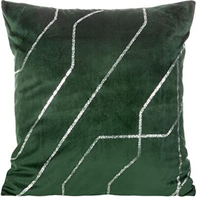 Eurofirany Elegante federa per cuscino in velluto, con stampa, 45 x 45 cm, rivestimento in velluto, morbido cuscino per divano, motivo geometrico 3, verde scuro Eurofirany Elegante federa per cuscino in velluto, con stampa, 45 x 45 cm, rivestimento in velluto, morbido cuscino per divano, motivo geometrico 3, verde scuro