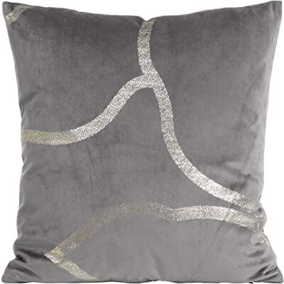 Eurofirany Elegante federa in velluto con stampa, 45 x 45 cm, rivestimento in velluto, morbido cuscino per divano, motivo geometrico 5, grigio Eurofirany Elegante federa in velluto con stampa, 45 x 45 cm, rivestimento in velluto, morbido cuscino per divano, motivo geometrico 5, grigio