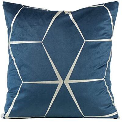 Eurofirany Elegante federa in velluto con stampa, 45 x 45 cm, federa in velluto, morbido cuscino per divano, motivo a rombi, blu scuro Eurofirany Elegante federa in velluto con stampa, 45 x 45 cm, federa in velluto, morbido cuscino per divano, motivo a rombi, blu scuro