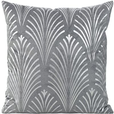 Eurofirany Elegante federa in velluto per cuscino decorativo con stampa, 45 x 45 cm, rivestimento in velluto, morbido cuscino per divano, motivo intrecciato, colore argento Eurofirany Elegante federa in velluto per cuscino decorativo con stampa, 45 x 45 cm, rivestimento in velluto, morbido cuscino per divano, motivo intrecciato, colore argento