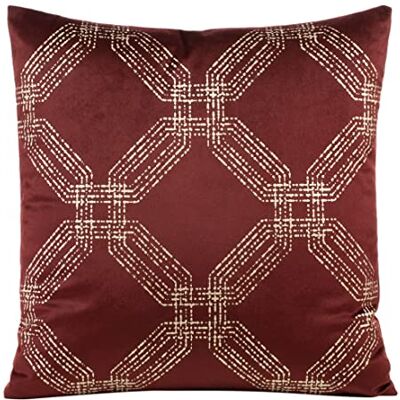 Eurofirany Elegante federa per cuscino in velluto con stampa, 45 x 45 cm, morbida federa per cuscino da divano, motivo esagonale, colore rosso mattone Eurofirany Elegante federa per cuscino in velluto con stampa, 45 x 45 cm, morbida federa per cuscino da divano, motivo esagonale, colore rosso mattone