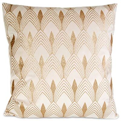 Eurofirany Federa per Cuscino, Cuscino da Divano, Cuscino da Letto, Decorazione da Interni, Elegante, in Velluto, Motivo Geometrico, Beige, 45 x 45 cm, 2 Eurofirany Federa per Cuscino, Cuscino da Divano, Cuscino da Letto, Decorazione da Interni, Elegante, in Velluto, Motivo Geometrico, Beige, 45 x 45 cm, 2