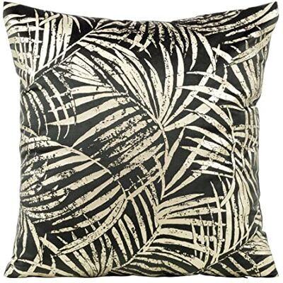 Eurofirany Elegante federa per cuscino decorativo in velluto, con stampa, 45 x 45 cm, in velluto, morbido cuscino per divano, motivo foglie 2, grigio grafite Eurofirany Elegante federa per cuscino decorativo in velluto, con stampa, 45 x 45 cm, in velluto, morbido cuscino per divano, motivo foglie 2, grigio grafite