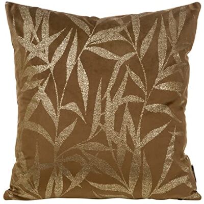 Eurofirany Elegante federa per cuscino in velluto, con stampa, 45 x 45 cm, rivestimento in velluto, morbido cuscino per divano, motivo foglie 1, marrone Eurofirany Elegante federa per cuscino in velluto, con stampa, 45 x 45 cm, rivestimento in velluto, morbido cuscino per divano, motivo foglie 1, marrone