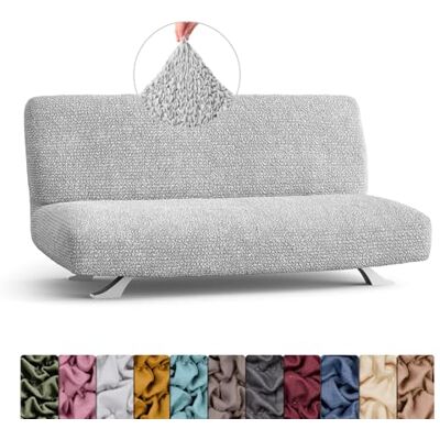 Menotti Copridivano senza braccioli, 2 o 3 posti, per divano e poltrona, elasticizzato, in microfibra, colore: perla (divano letto senza braccioli) Menotti Copridivano senza braccioli, 2 o 3 posti, per divano e poltrona, elasticizzato, in microfibra, colore: perla (divano letto senza braccioli)