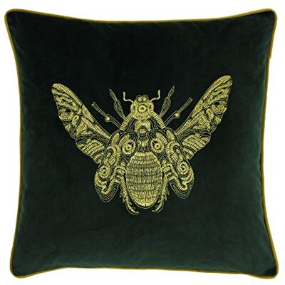 Paoletti Riva Cerana Copricuscino in Velluto Verde Super Morbido con Motivo a api Ricamati, 100% Poliestere, 50 x 50 cm Paoletti Riva Cerana Copricuscino in Velluto Verde Super Morbido con Motivo a api Ricamati, 100% Poliestere, 50 x 50 cm