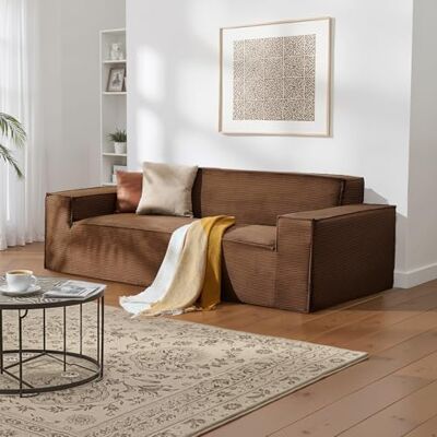 VEVOR Divano Moderno in Velluto a Coste Lunghezza 211 cm con Sedute Profonde, Divano con Braccioli Larghi 254mm, Poltrona Relax in Peluche per Soggiorno, Camera da Letto, Marrone VEVOR Divano Moderno in Velluto a Coste Lunghezza 211 cm con Sedute Profonde, Divano con Braccioli Larghi 254mm, Poltrona Relax in Peluche per Soggiorno, Camera da Letto, Marrone