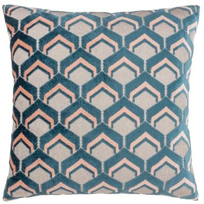 Cuscino in jacquard di velluto Paoletti Ledbury - Blu/rosa - Dimensioni 45 cm x 45 cm Cuscino in jacquard di velluto Paoletti Ledbury - Blu/rosa - Dimensioni 45 cm x 45 cm