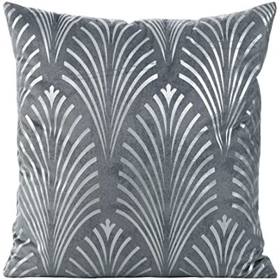 Eurofirany Elegante federa in velluto con stampa, 45 x 45 cm, rivestimento in velluto, morbido cuscino per divano, motivo intrecciato, grigio acciaio Eurofirany Elegante federa in velluto con stampa, 45 x 45 cm, rivestimento in velluto, morbido cuscino per divano, motivo intrecciato, grigio acciaio
