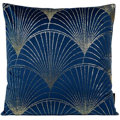 Eurofirany Elegante federa in velluto per cuscino decorativo con stampa, 45 x 45 cm, rivestimento in velluto, morbido cuscino per divano, motivo a scomparti, blu scuro Eurofirany Elegante federa in velluto per cuscino decorativo con stampa, 45 x 45 cm, rivestimento in velluto, morbido cuscino per divano, motivo a scomparti, blu scuro