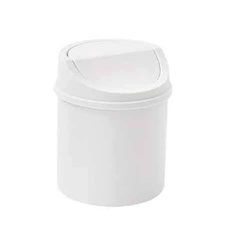 CHUDOU Bidone della spazzatura, Pattumiera da scrivania Mini tavolo coperto in plastica for soggiorno domestico con tavolo creativo for pattumiera (Colore : Bianca) (Color : White)