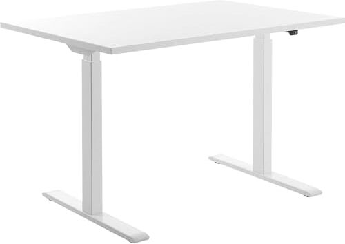 Topstar E- Table Scrivania Regolabile in Altezza, Legno Metallo, Bianco, 120 x 80 cm