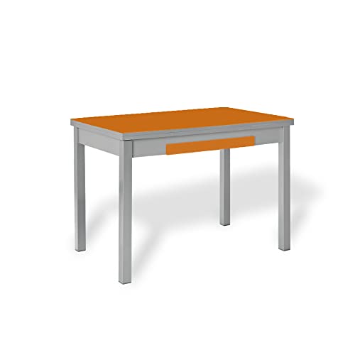 ASTIMESA Ali Cristallo Tavolo da Cucina, Metallo Vetro Legno, Arancione, 90x50cm