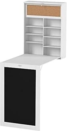 InnovaGoods Woldy Scrivania Pieghevole a Parete, Legno, Bianco, 80 x 50 x 18 cm