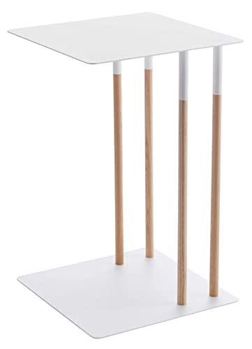 YAMAZAKI home Sliding Sofa End Table/Coffee Tray/Laptop Desk Tavolino, Lega di Acciaio, Bianco, Taglia Unica