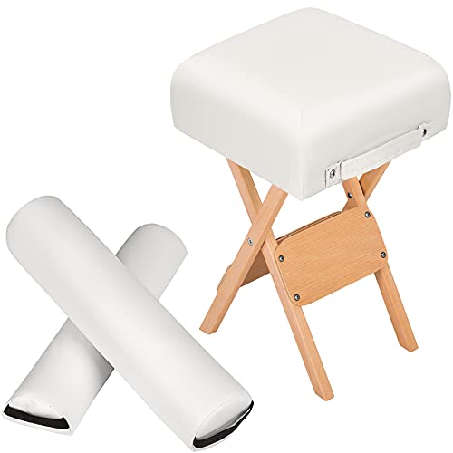 TecTake Accessori per lettino di massaggio sgabello 2 rulli disponibile in diversi colori (Bianco   no. 400429)