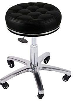 Elitzia Rotolamento Swivel Sgabello PU Pelle Bar Sedia Altezza Regolabile per Beauty Studio Parrucchiere Negozio Bellezza Salone Sarto Massaggio Spa  ET15505 (Nero)