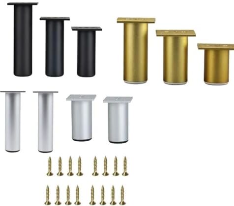 HNEJA 1/4PCS Gambe for Mobili In Metallo Regolabili di Ricambio Piede Nero for Armadio Bagno Tavolo Da Tè Divano TV Supporti Con Viti 60-400mm (Color : 1PC Gold, Size : 80mm)