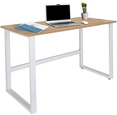 HJH Office Scrivania 120x60 cm WORKSPACE Light I Rovere Chiaro/Bianco scrivania Slimline con Struttura in Acciaio