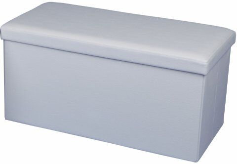 ECHTWERK Panca Pieghevole Seatbox ca. 76 x 38 x 38 cm Contenitore in Pelle Sintetica, Bianco