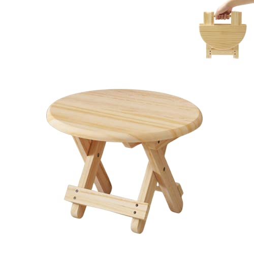 MAGIC SELECT Mini Sgabello Pieghevole in Legno. Sedile da Viaggio, Sgabello Rotondo per Bambini, Poggiapiedi Portatile per Casa, Bagno, Cucina, Giardino, Ufficio, Viaggi. Supporta 90 kg.