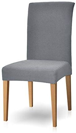 subrtex Fodera per sedia da pranzo jacquard estensibile, sedia scandinava, tinta (2 pezzi, grigio chiaro)