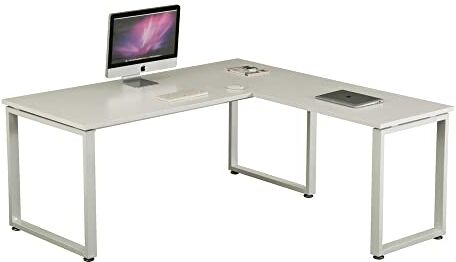 HJH Office Workspace XL -Scrivania angolare con Grande Superficie di Lavoro, 180 x 180 cm, Colore: Bianco, Legno ingegnerizzato Lega di Acciaio