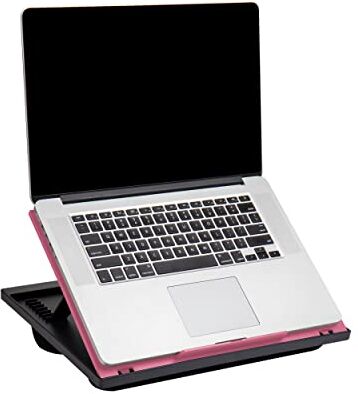 Mind Reader Supporto per computer portatile, vassoio da letto, pieghevole, cuscino, portatile, dormitorio, plastica, 37,5 cm L x 27,9 cm L x 18,5 cm H, rosa