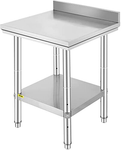 VEVOR Piano di Lavoro per Cucina Professionale Acciaio Inox, 60 x 60 x 88 cm Tavolo 1653,5 Libbre