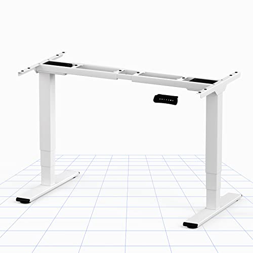 FLEXISPOT E5 PRO Scrivania Regolabile in Altezza con 2 Potenti Motori, 3 Livelli Telaio della Scrivania Standing Desk Scrivania Elettrica Scrivania Motorizzata con Tastiera Intelligente（Bianco）