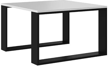 Mehome Tavolino da salotto, 67 x 67 x 40 cm, stile industriale, moderno, con due ripiani, tavolo da ufficio, casa (bianco/nero)