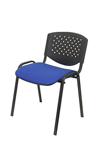 Piqueras y Crespo Modello Pétrola – Sedia affidabile ergonomica, impilabile, multiuso e struttura in colore nero, schienale in PVC e seduta rivestita in tessuto ARAN colore blu