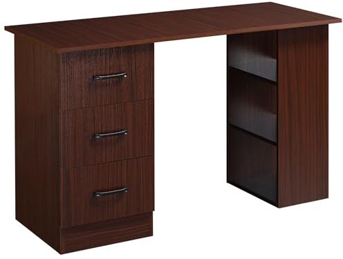 giordano shop Scrivania Ufficio 3 Cassetti 3 Ripiani 120x49x72 cm in Legno Noce