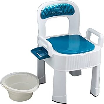 Generic Sedia da Comodino Comodino Leggero Pieghevole Comodino Portatile Comodino Sedia, Sedile Ergonomico E Confortevole, Sgabello Da Bagno Antiscivolo Con Schienale E Braccioli Rimovibili Comodino